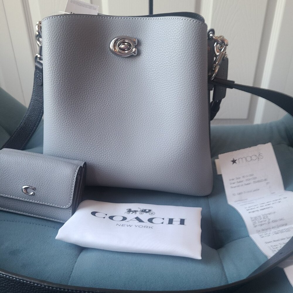 Coach Light Gray Crossbody Bag with Silver Hardware